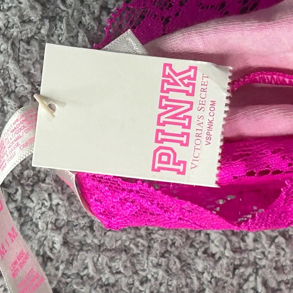 Victoria's Secret PINK Boy Short Lace Trim Pink Medium Y2K Barbiecore Logo Panty